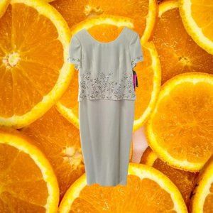 R&M Richards‎ White Dress With Embroidered Flowers 12P